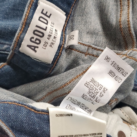 NWOT AGOLDE NICO HIGH RISE SLIM FRAYED CHEWED HEM SZ 30 - Picture 6 of 16